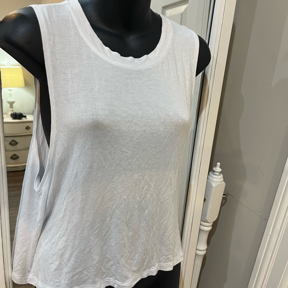 Carbon38 White Sleeveless Muscle Tee